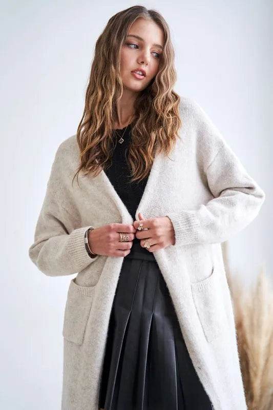 ADORA 2tone Sweater Open Cardigan - Veloro