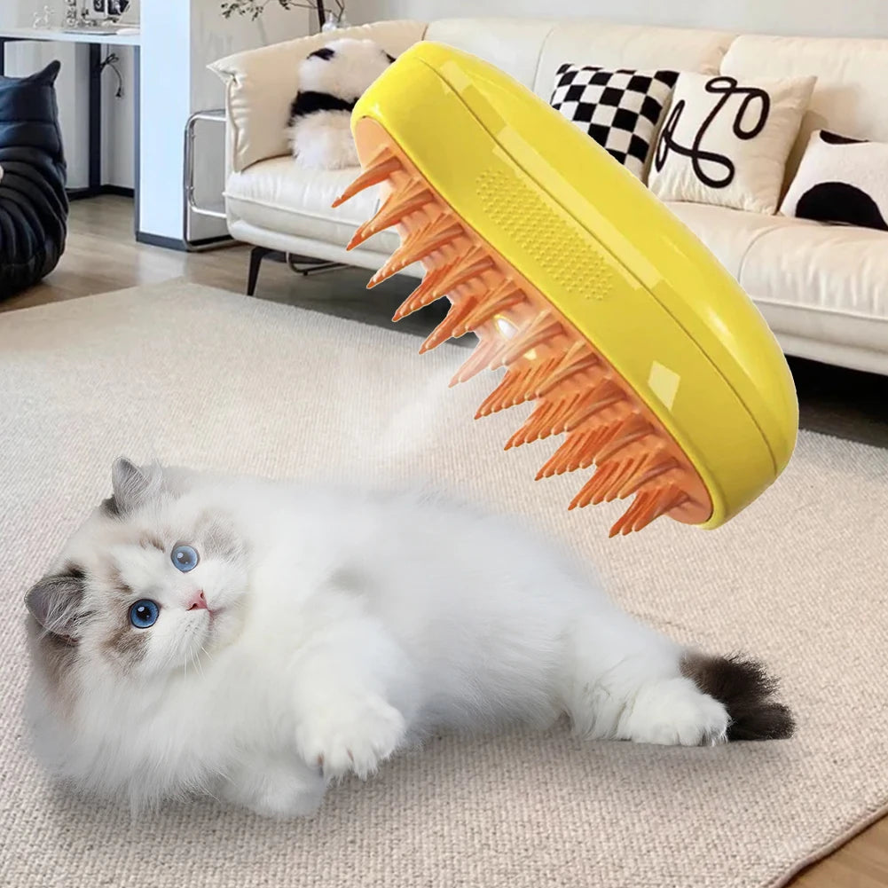 Electric Cat Grooming Brush with Spray