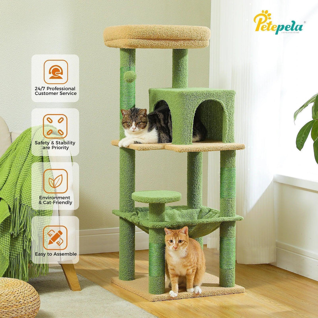5-Level Cat Tree with Hammock & Top Perch – Indoor Tower for Large Cats - Veloro