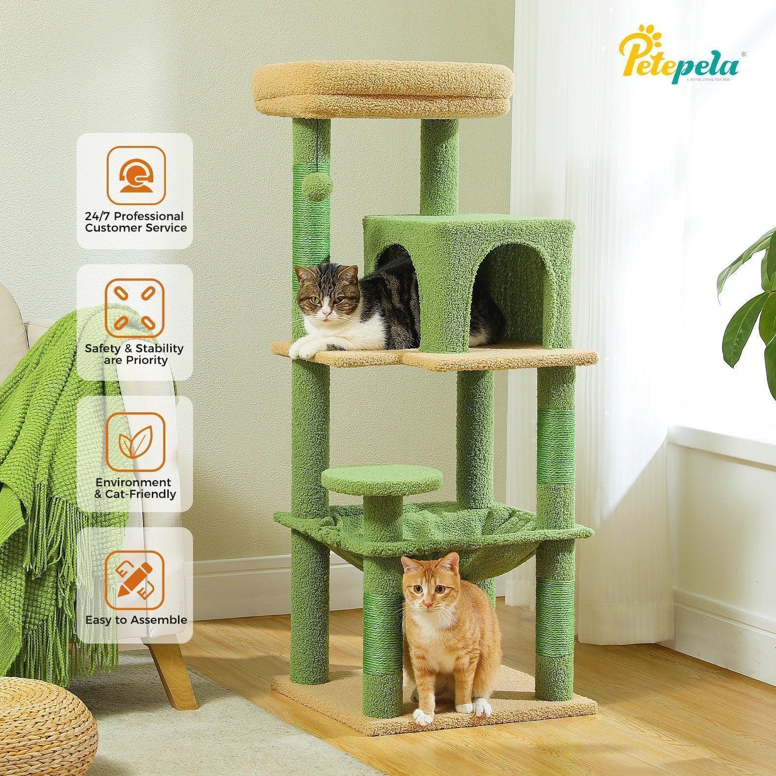5-Level Cat Tree with Hammock & Top Perch – Indoor Tower for Large Cats - Veloro