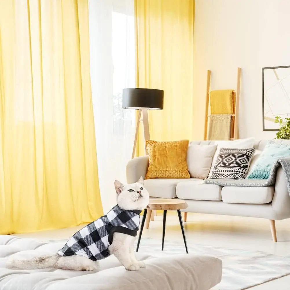 Plaid Fleece Hoodie for Cats & Small Dogs