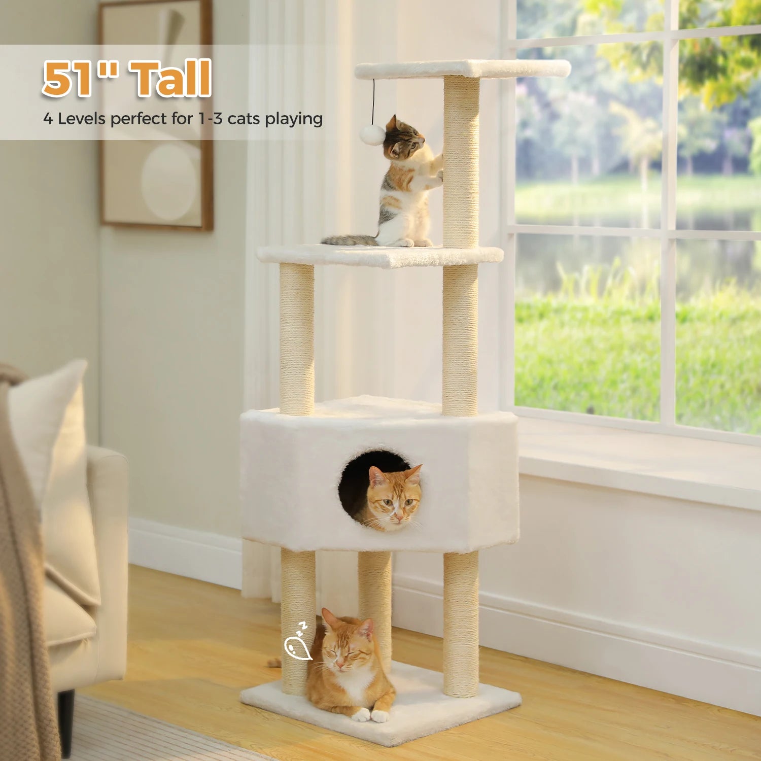 Multi-Level Cat Tree with Condo, Hammock & Scratching Posts