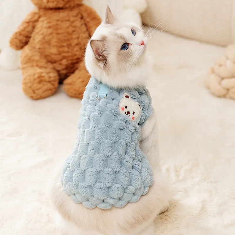 Plush Button Jacket for Small Dogs & Cats