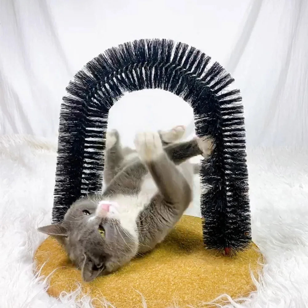 Interactive Cat Arch Self Groomer & Massager – Fur Grooming Scratcher Toy
