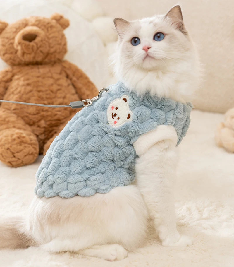 Plush Button Jacket for Small Dogs & Cats