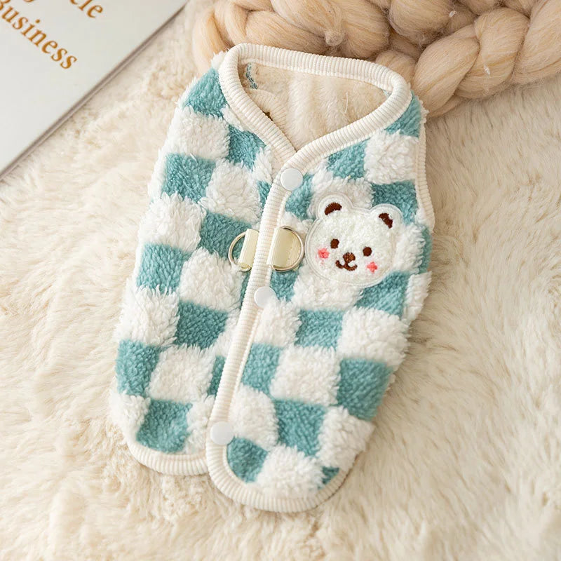 Plush Button Jacket for Small Dogs & Cats