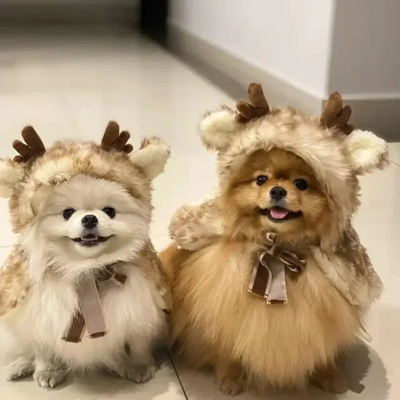 Christmas Elk Cloak Velvet Pet Costume for Dogs & Cats