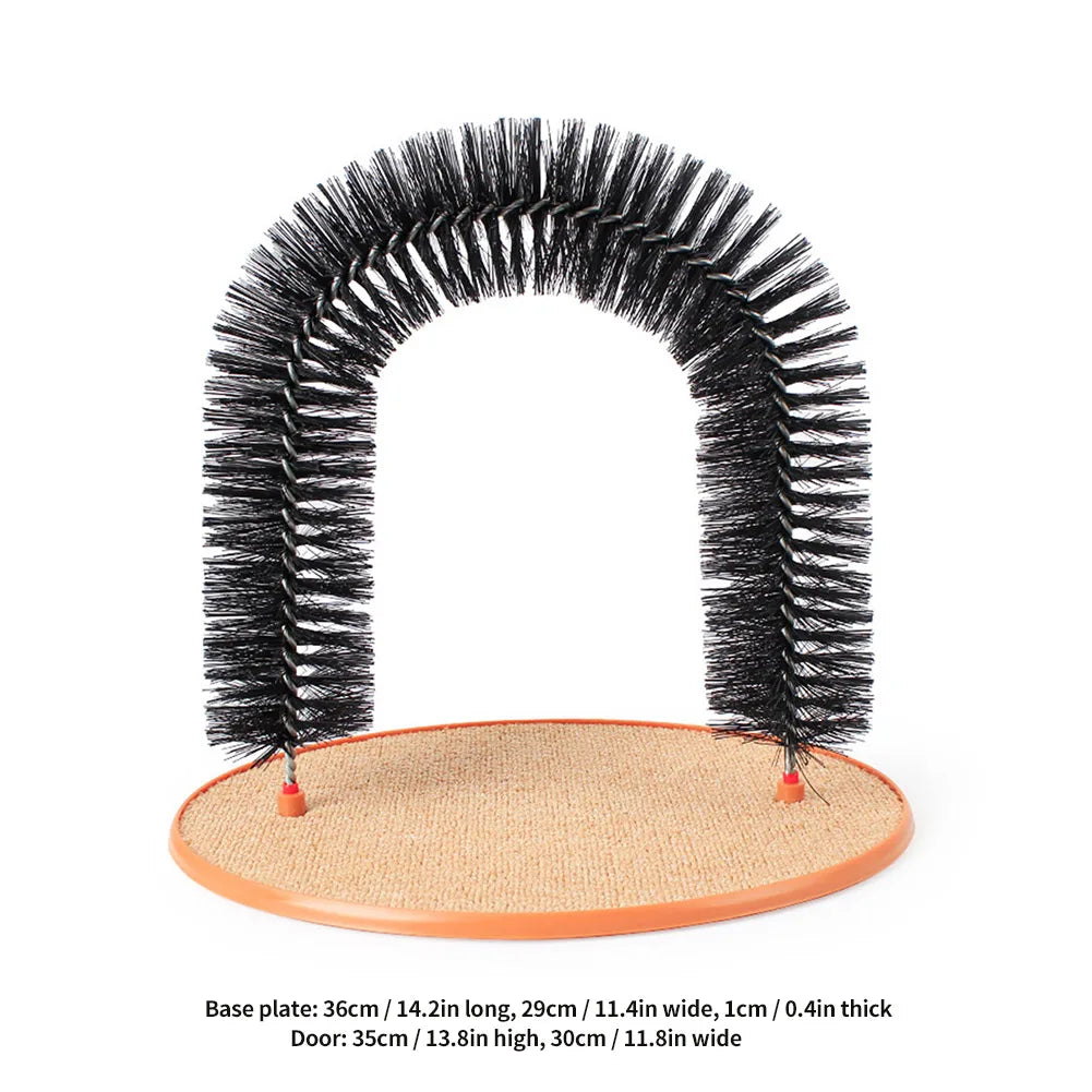 Interactive Cat Arch Self Groomer & Massager – Fur Grooming Scratcher Toy