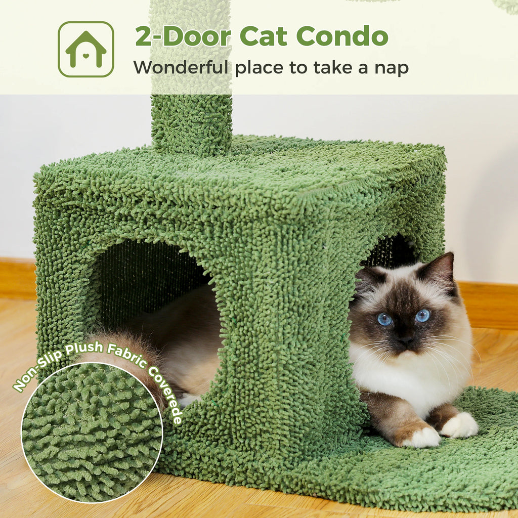 Cactus Cat Tree Tower with Condo & Hammock
