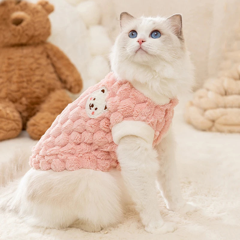 Plush Button Jacket for Small Dogs & Cats
