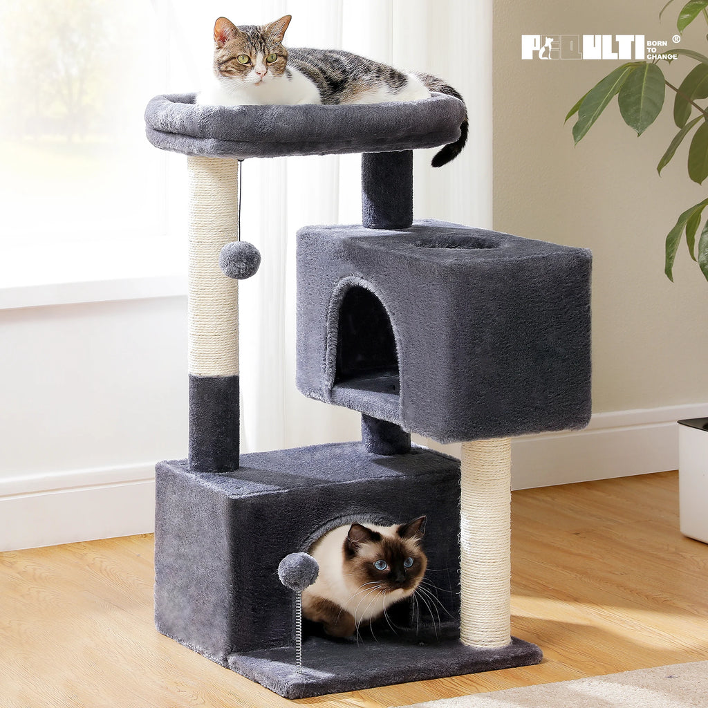 Large Cat Tree Tower with Condos, Hammock & Scratching Posts