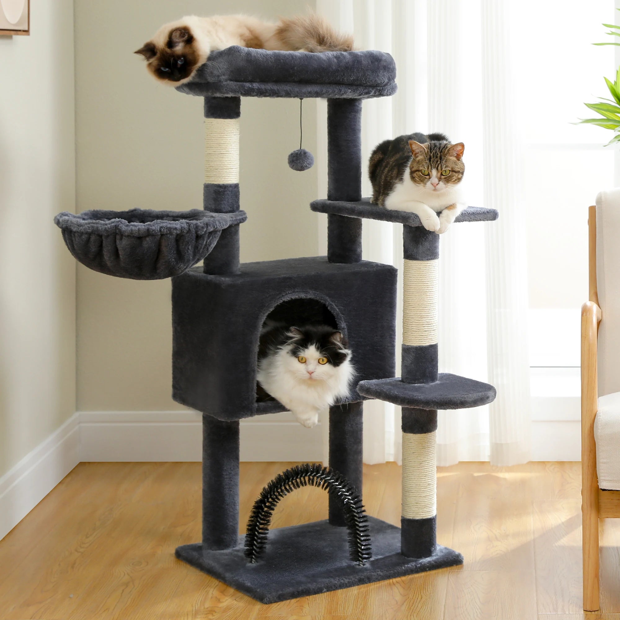 Multi-Level Cat Tree with Condo, Hammock & Scratching Posts