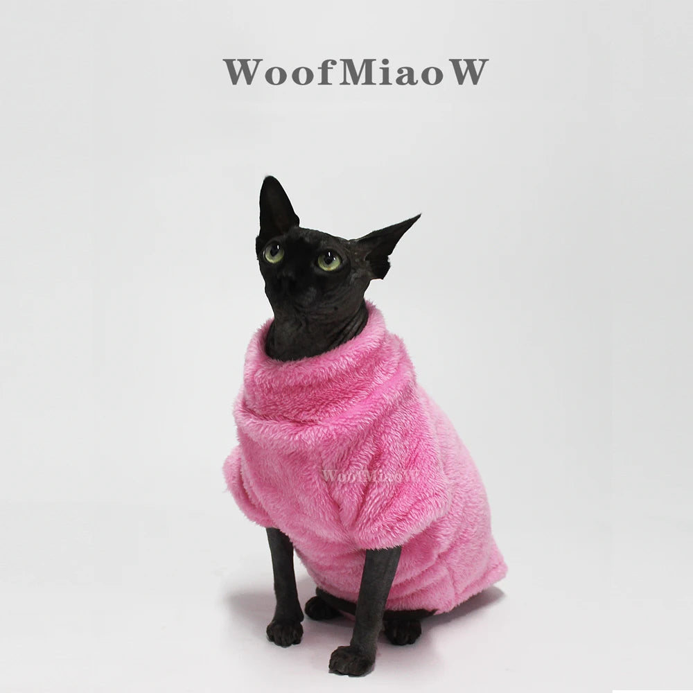 Cat Sweater Warm Velvet Vest for Small & Hairless Cats