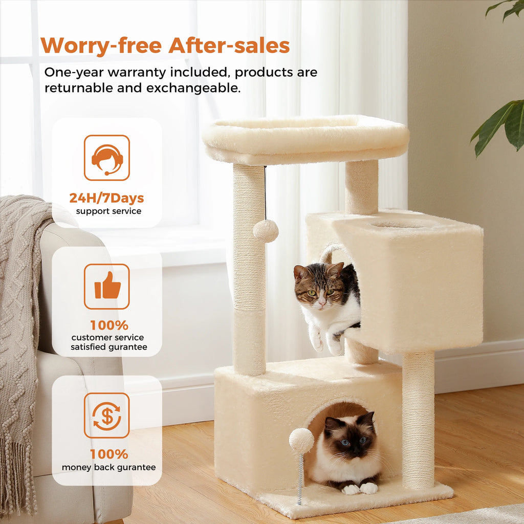 Large Cat Tree Tower with Condos, Hammock & Scratching Posts