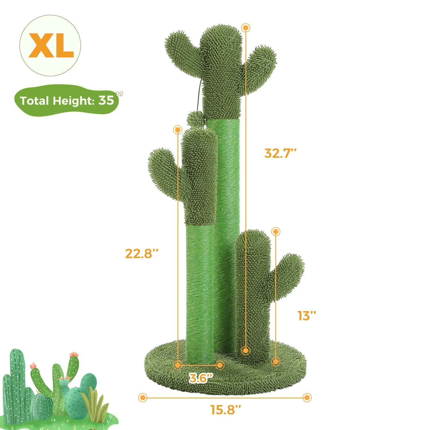 Cactus Cat Tree Tower with Condo & Hammock