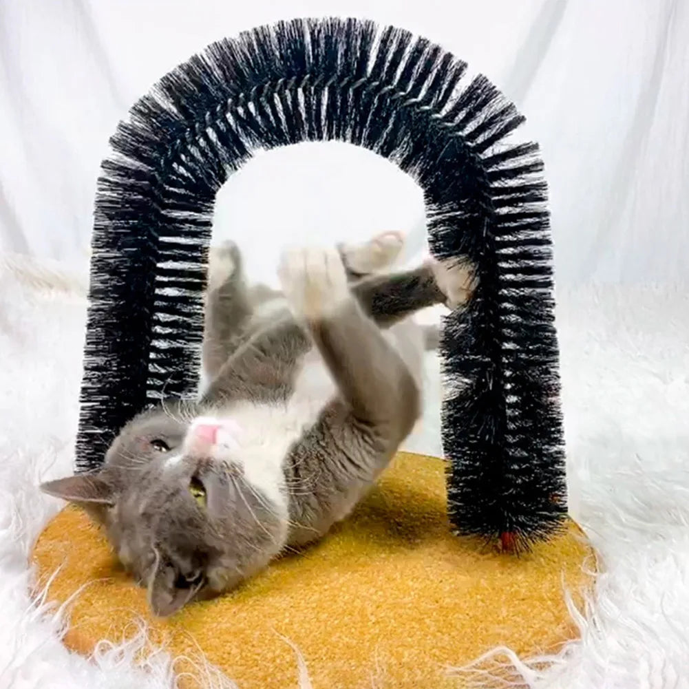 Interactive Cat Arch Self Groomer & Massager – Fur Grooming Scratcher Toy