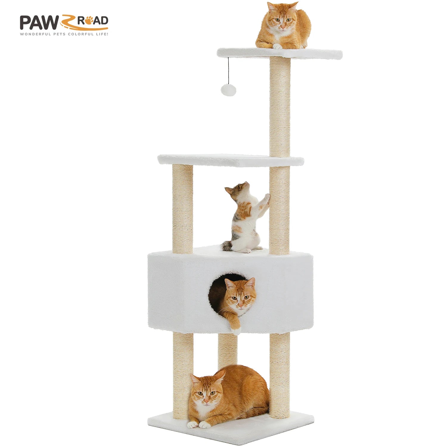 Multi-Level Cat Tree with Condo, Hammock & Scratching Posts