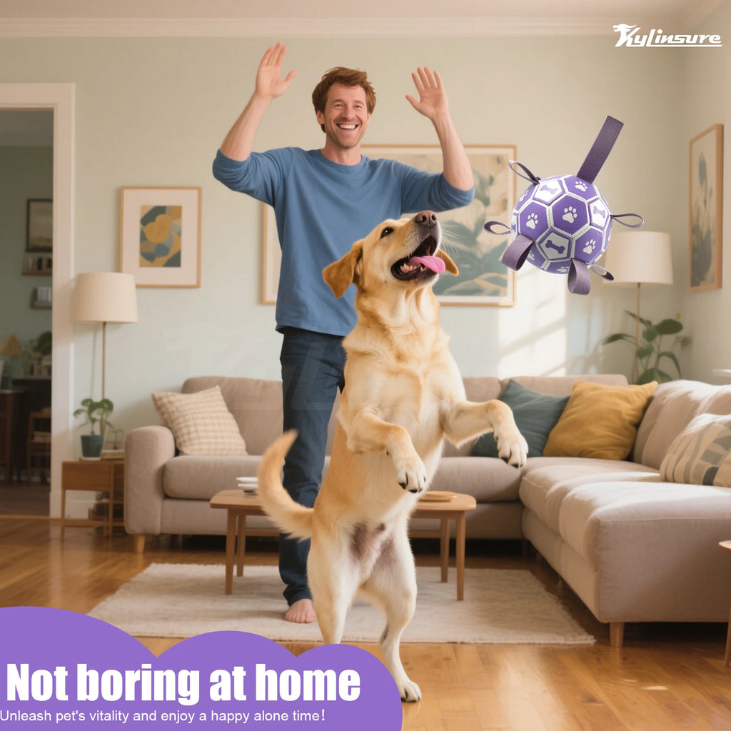 Dog Soccer Ball Toy with Straps