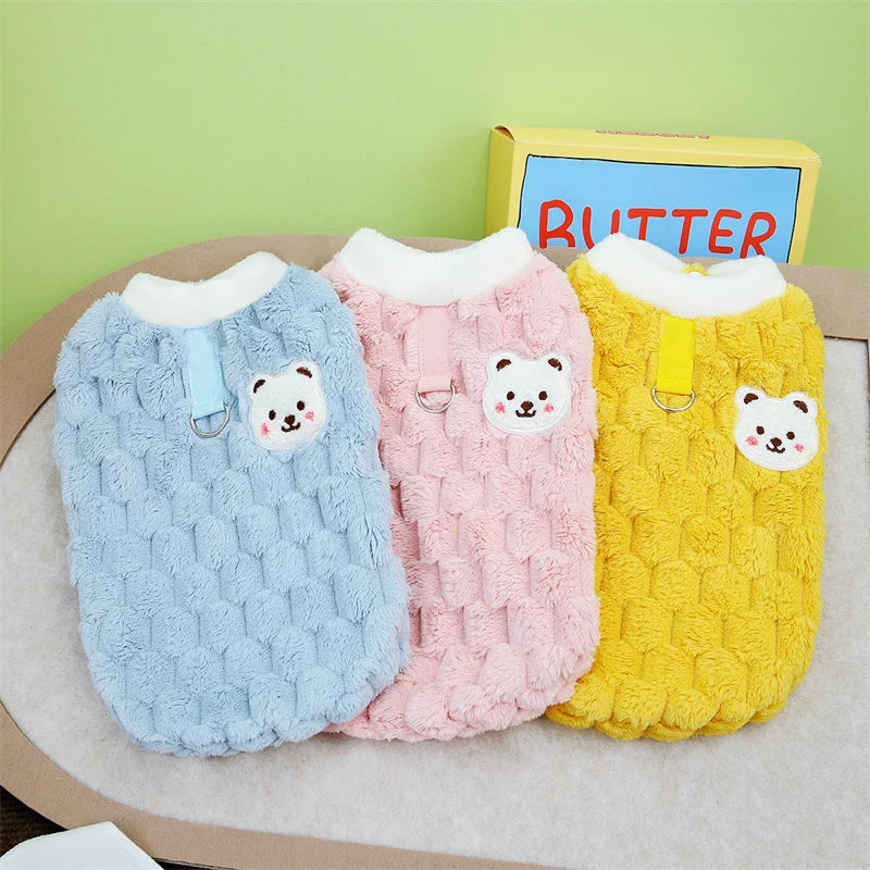 Plush Button Jacket for Small Dogs & Cats