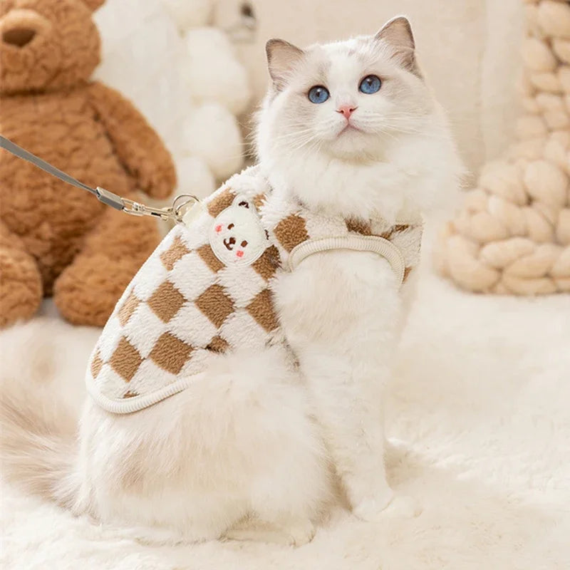 Plush Button Jacket for Small Dogs & Cats