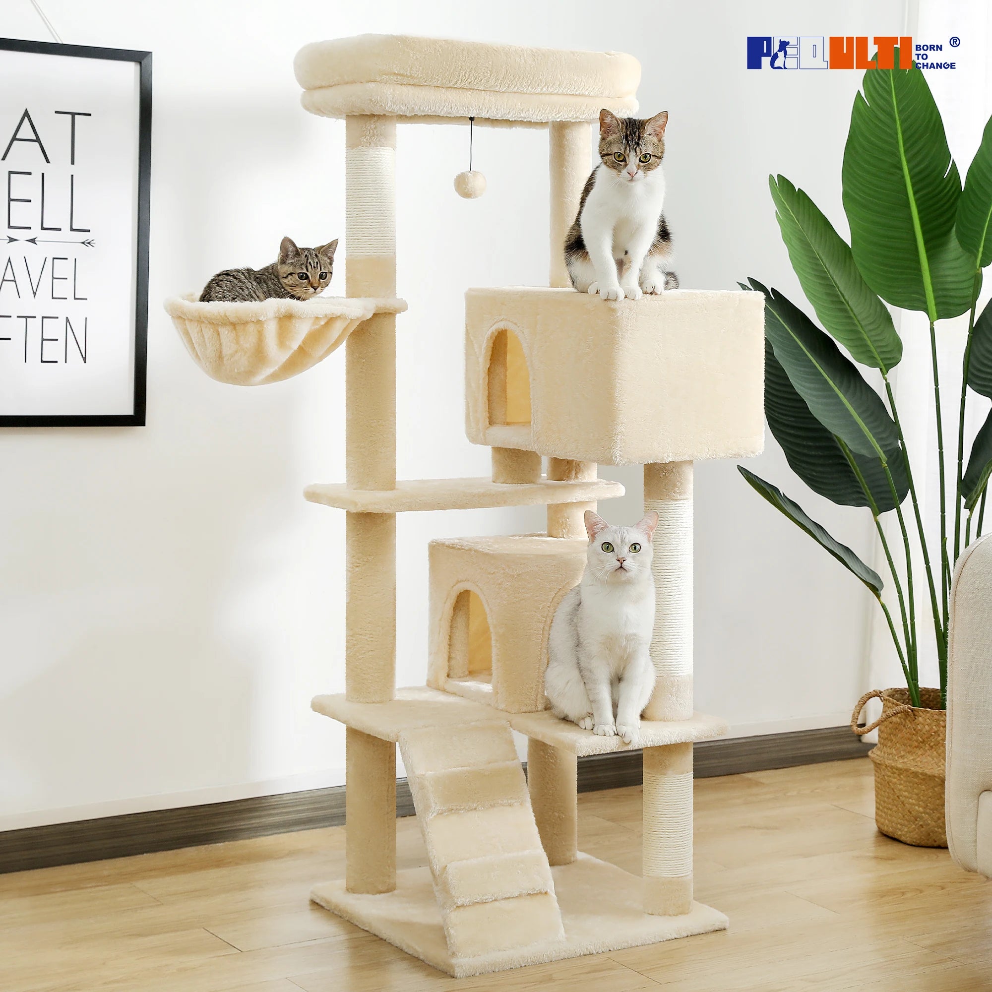 Multi-Level Cat Tree with Condo, Hammock & Scratching Posts