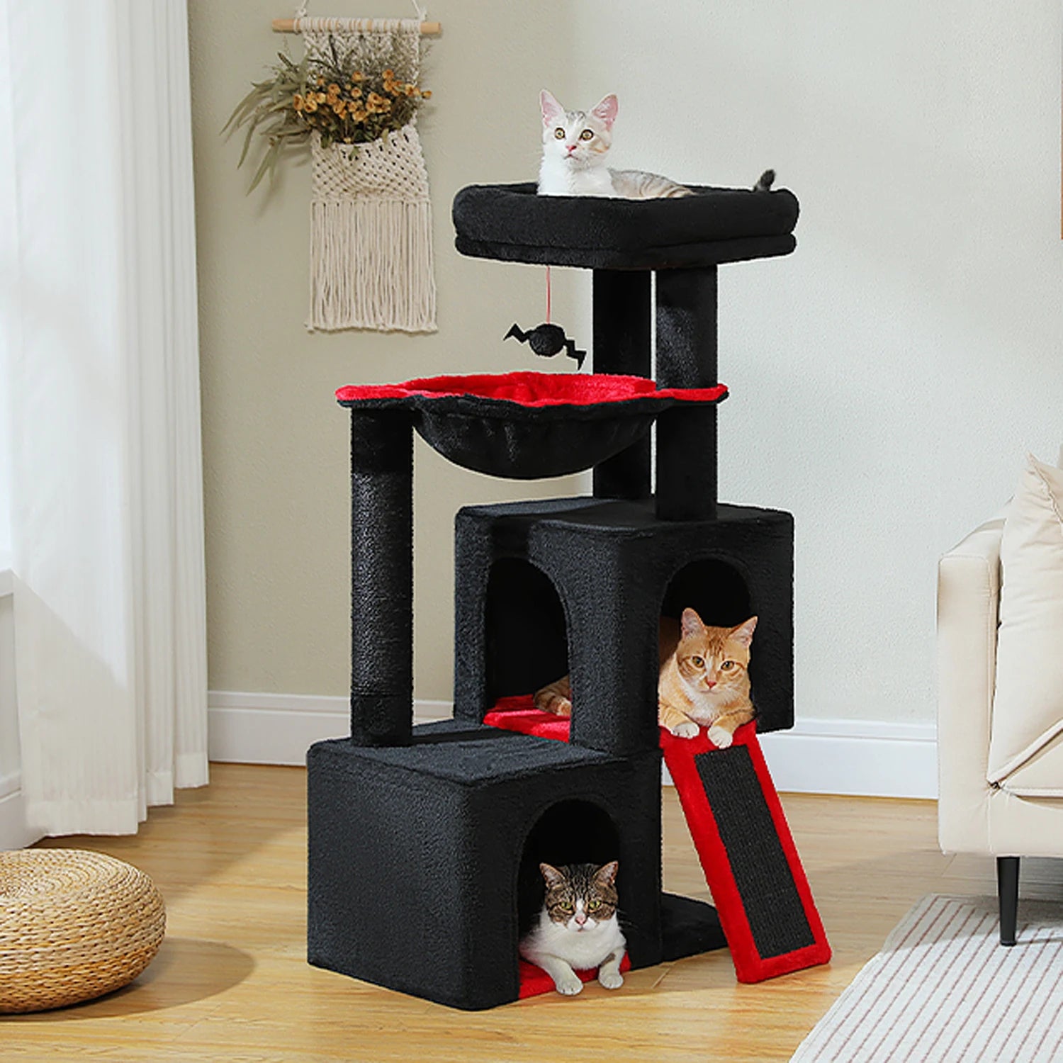 Large Cat Tree Tower with Condos, Hammock & Scratching Posts