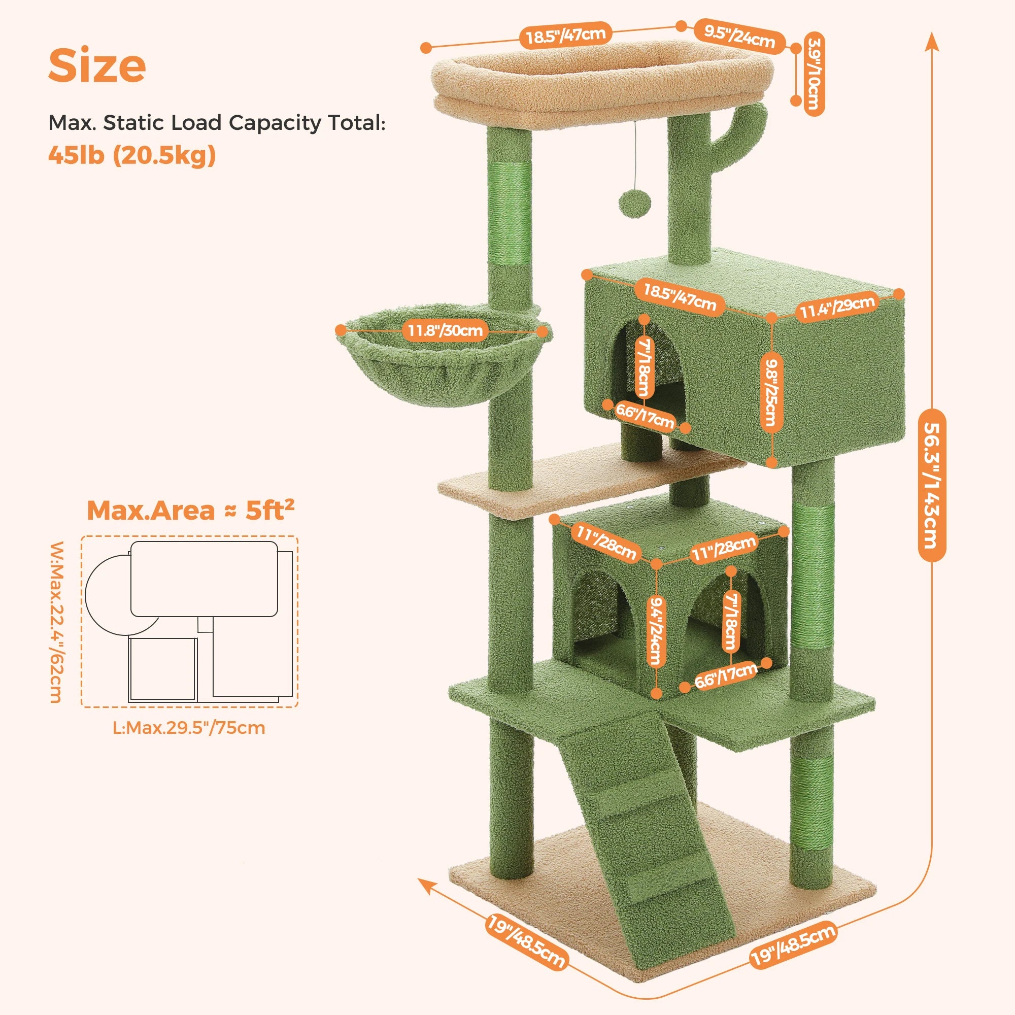 Multi-Level Cat Tree with Condo, Hammock & Scratching Posts