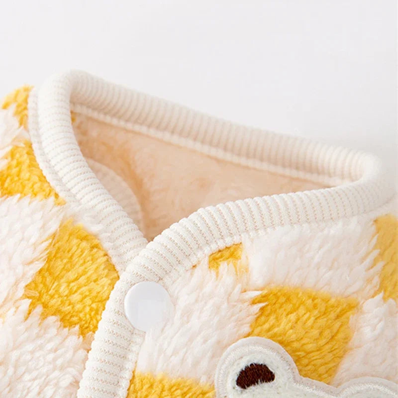 Plush Button Jacket for Small Dogs & Cats