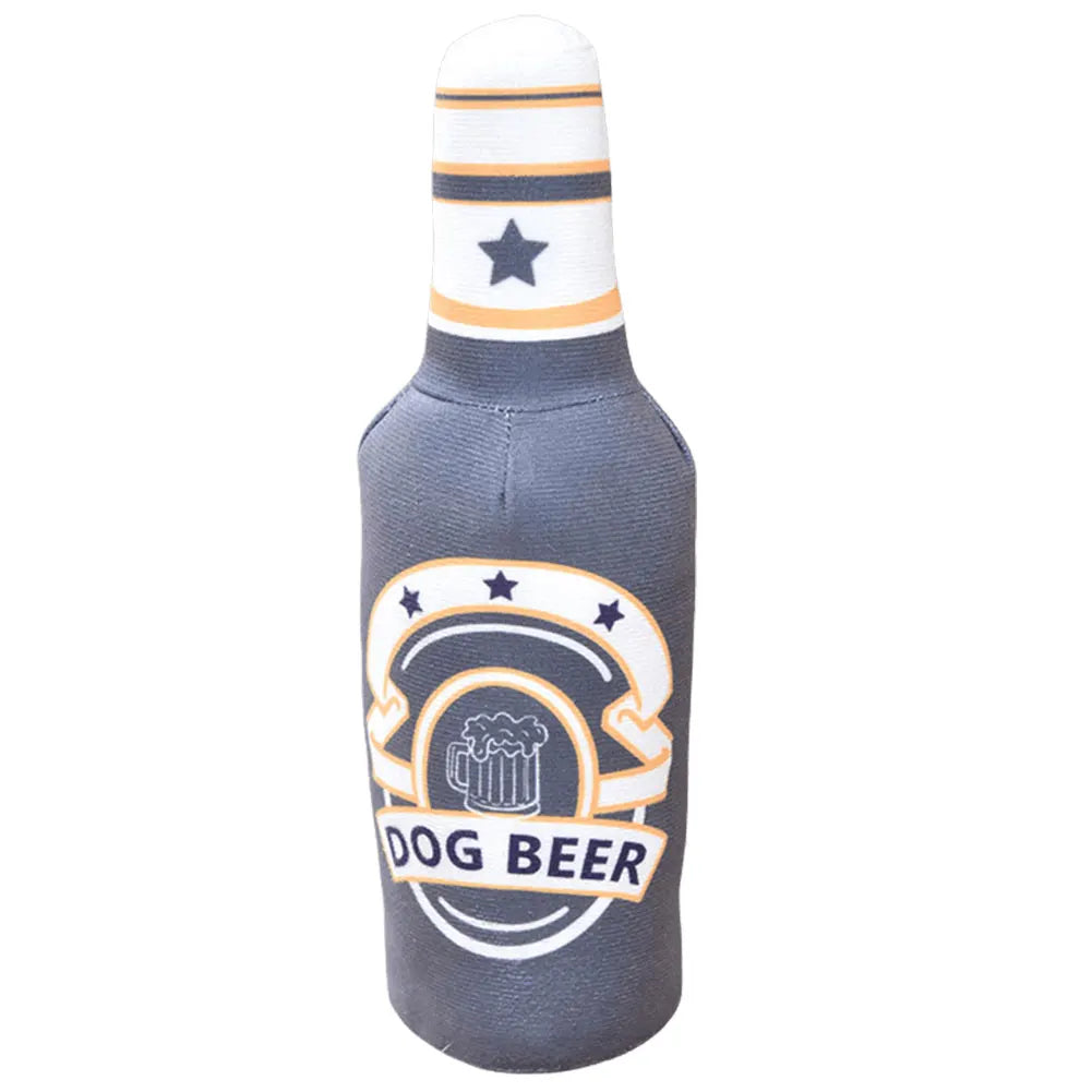 Beer Bottle Squeaky Dog Toy – Plush Chew Toy