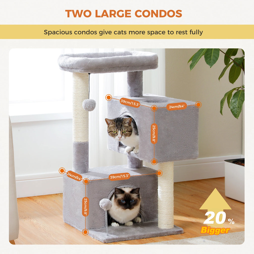 Large Cat Tree Tower with Condos, Hammock & Scratching Posts