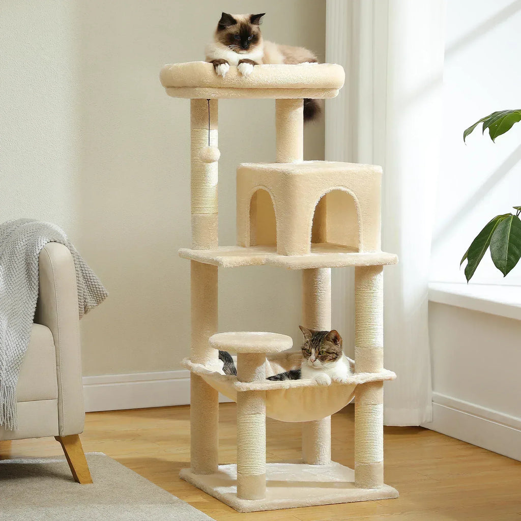 5-Level Cat Tree with Hammock & Top Perch – Indoor Tower for Large Cats - Veloro