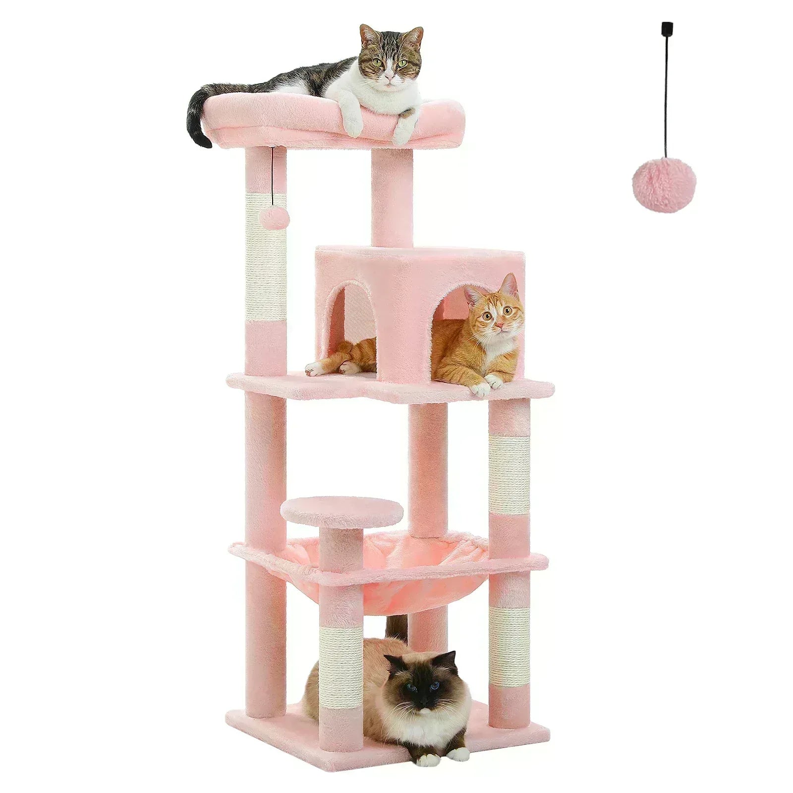 5-Level Cat Tree with Hammock & Top Perch – Indoor Tower for Large Cats - Veloro
