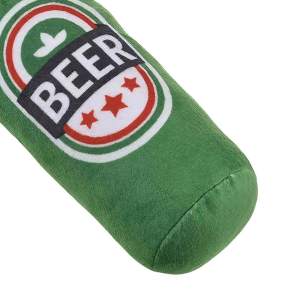 Beer Bottle Squeaky Dog Toy – Plush Chew Toy
