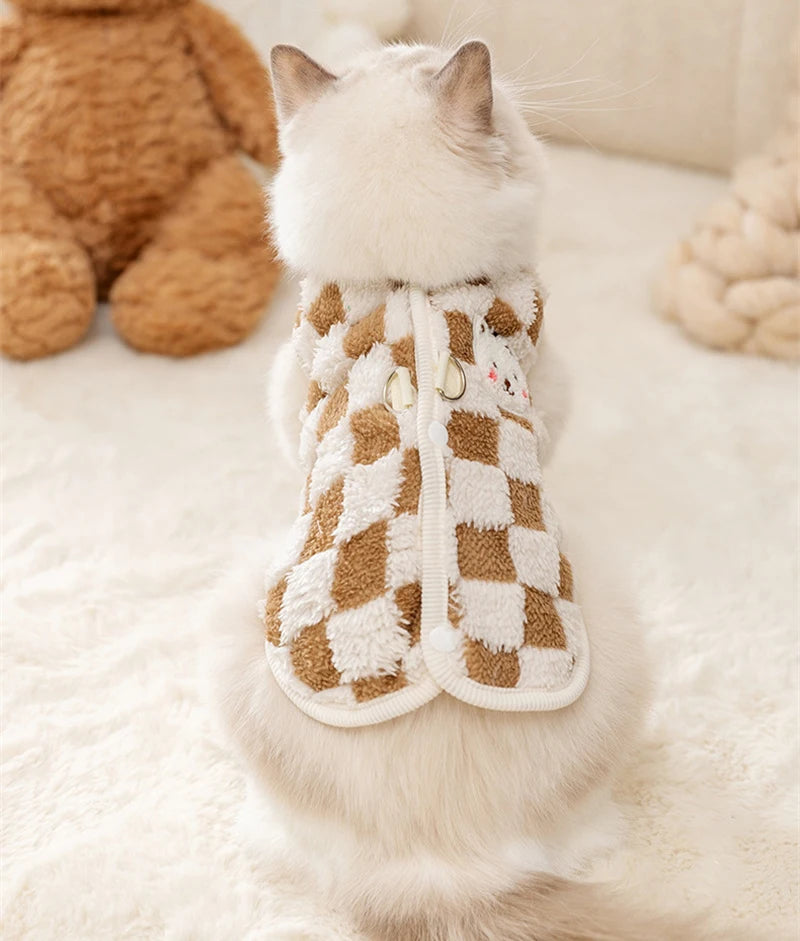 Plush Button Jacket for Small Dogs & Cats
