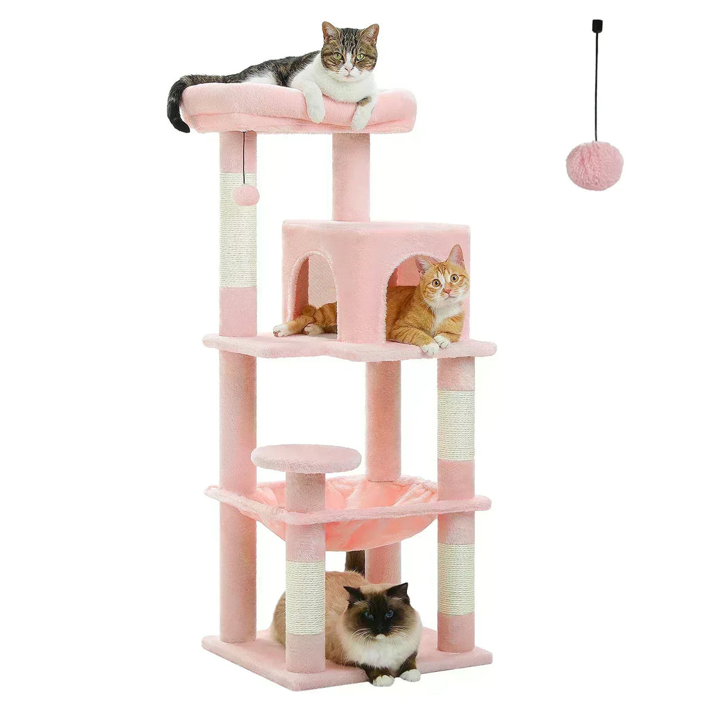 5-Level Cat Tree with Hammock & Top Perch – Indoor Tower for Large Cats - Veloro
