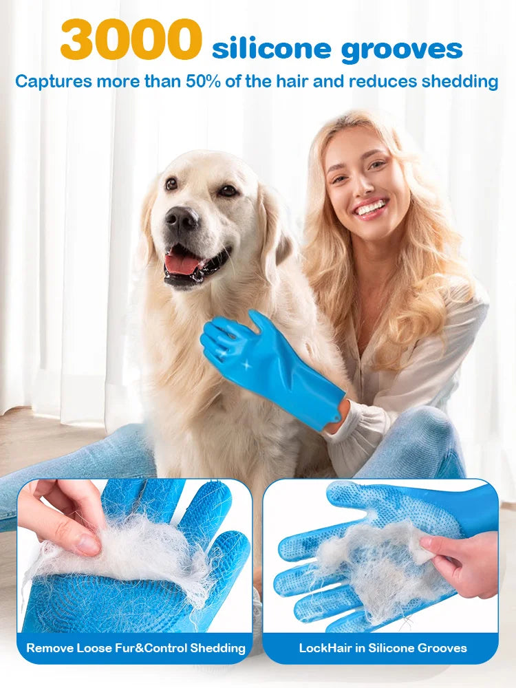 6PCS Pet Grooming Kit – Silicone Bath & Massage Gloves for Dogs & Cats