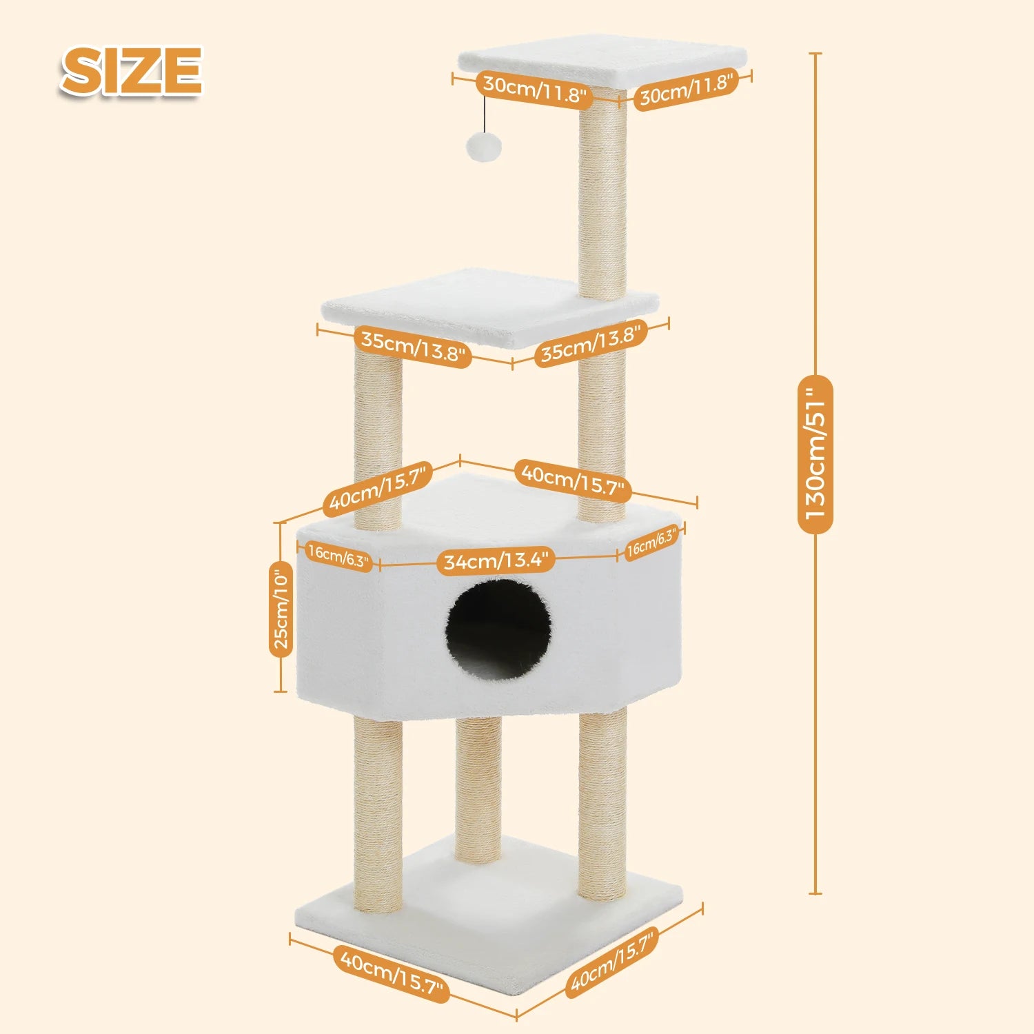 Multi-Level Cat Tree with Condo, Hammock & Scratching Posts