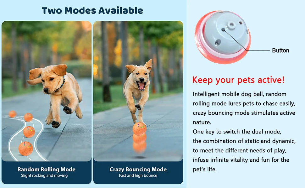 Smart Interactive Dog Toy Ball LED Rolling Toy