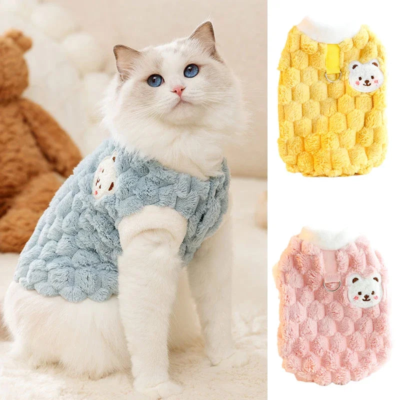 Plush Button Jacket for Small Dogs & Cats
