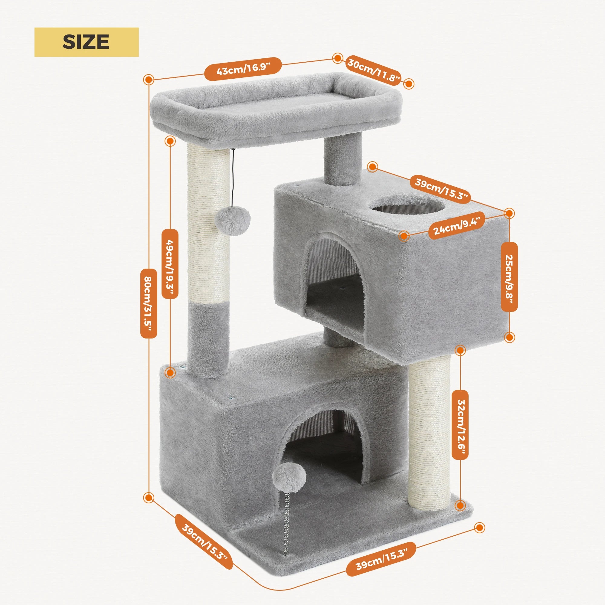 Large Cat Tree Tower with Condos, Hammock & Scratching Posts