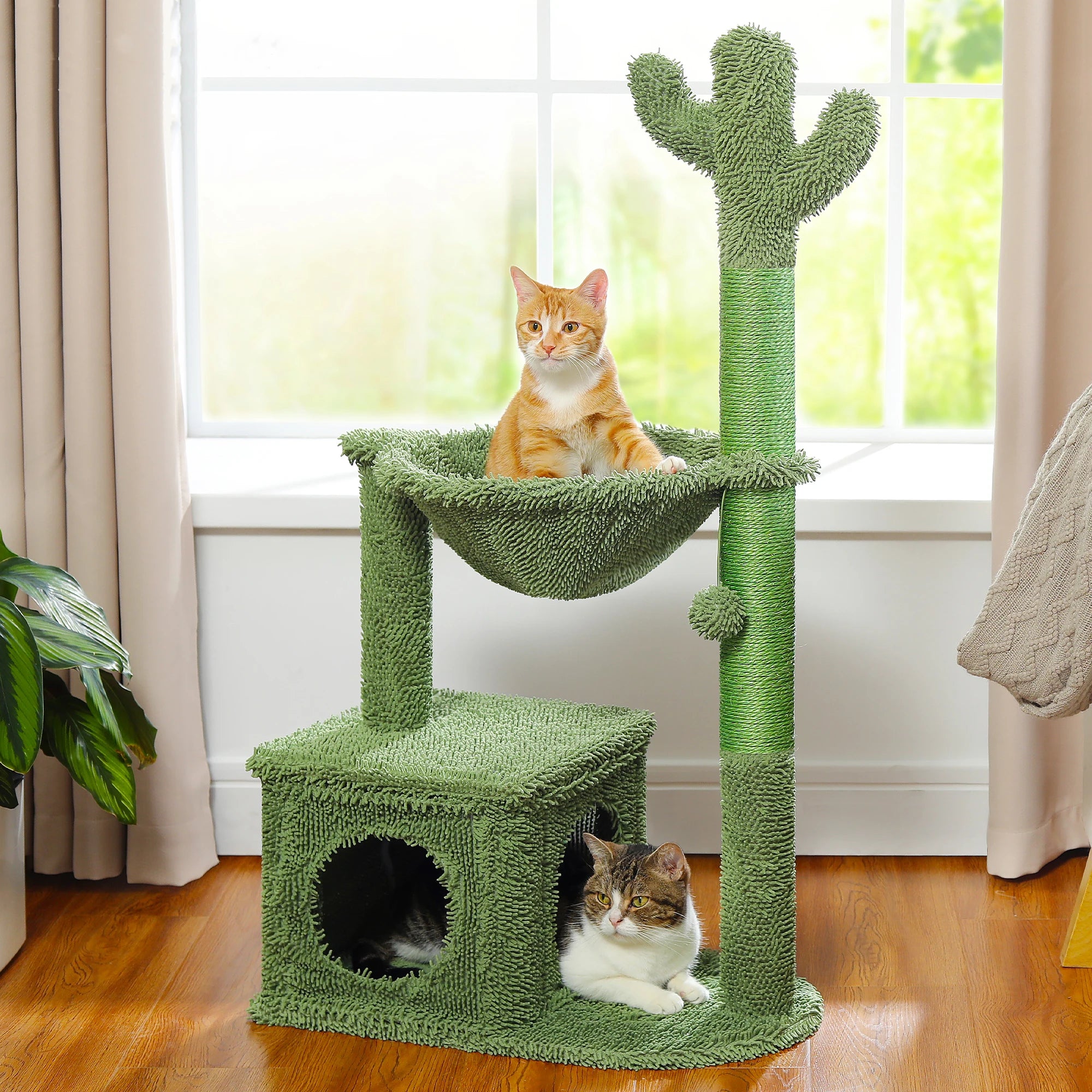 Cactus Cat Tree Tower with Condo & Hammock