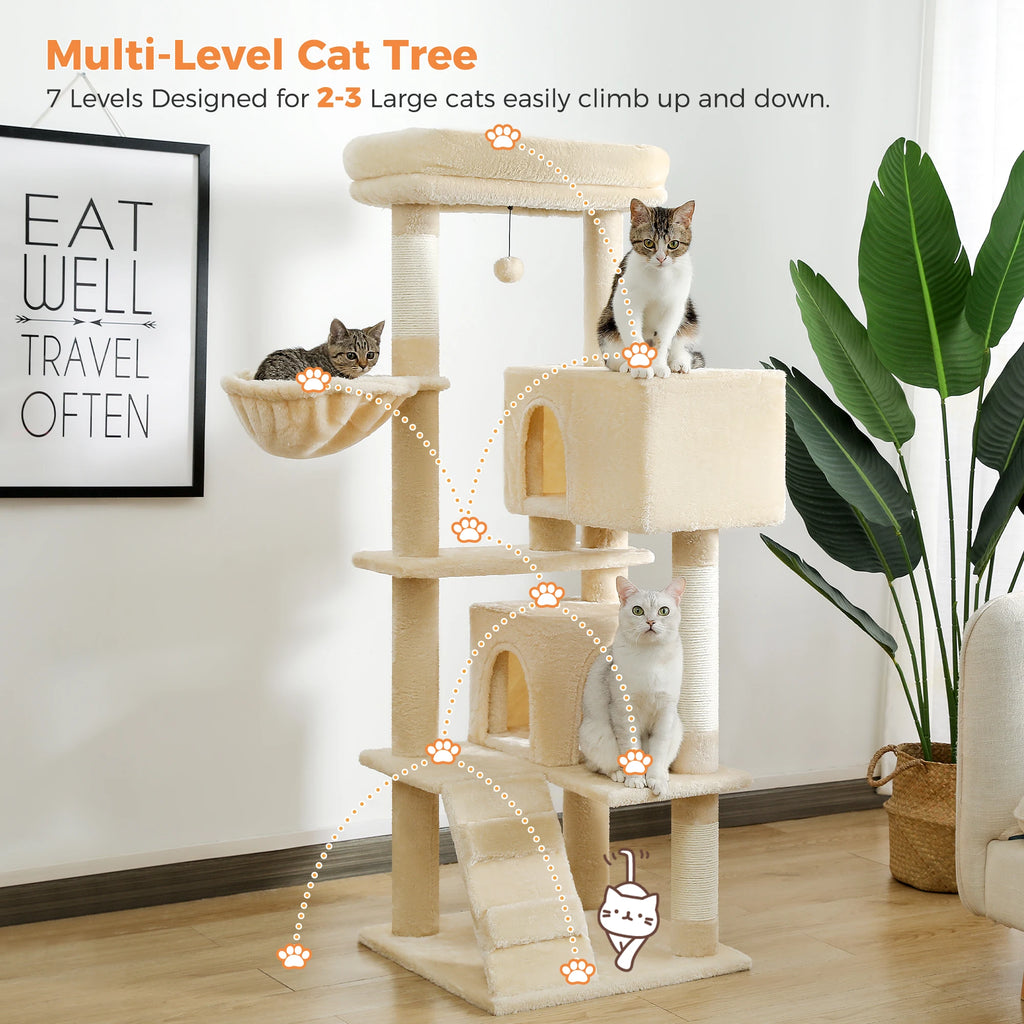 Multi-Level Cat Tree with Condo, Hammock & Scratching Posts