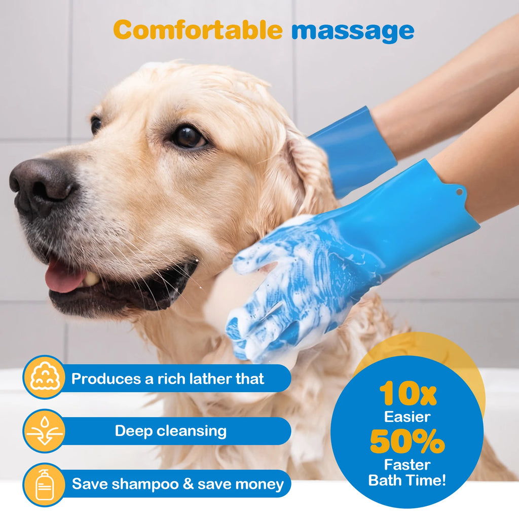 6PCS Pet Grooming Kit – Silicone Bath & Massage Gloves for Dogs & Cats