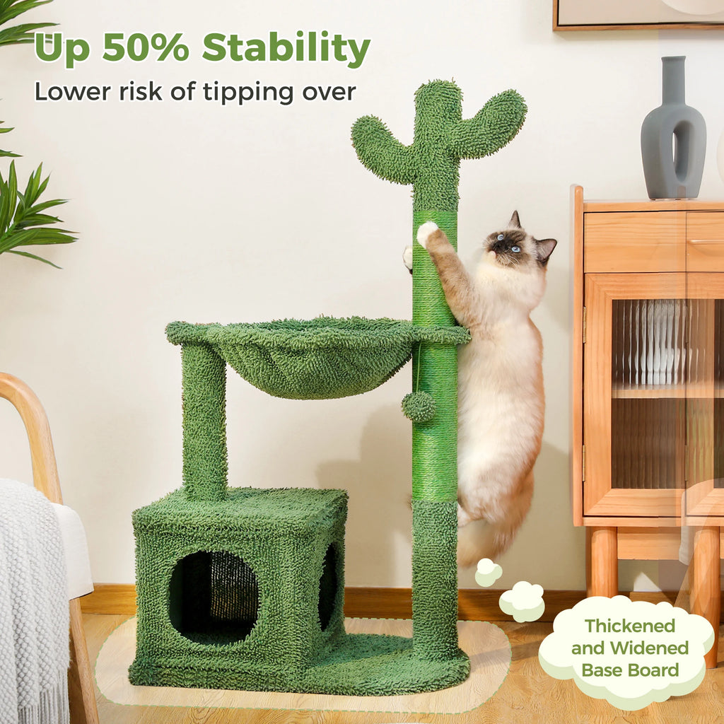 Cactus Cat Tree Tower with Condo & Hammock