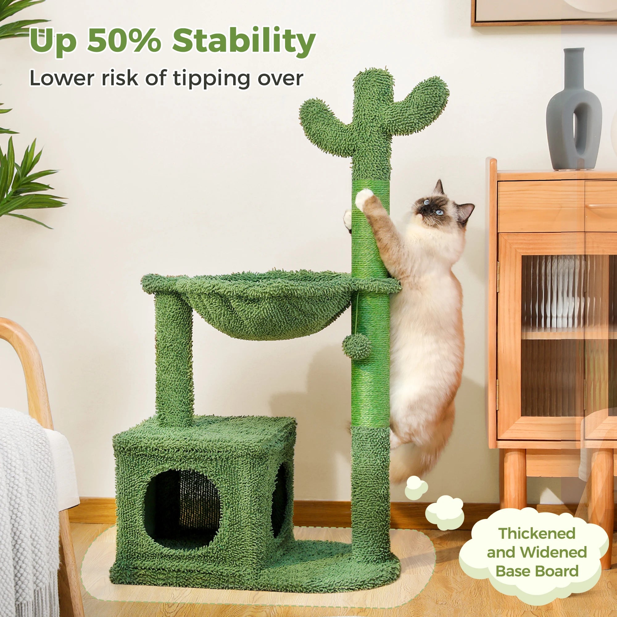 Cactus Cat Tree Tower with Condo & Hammock