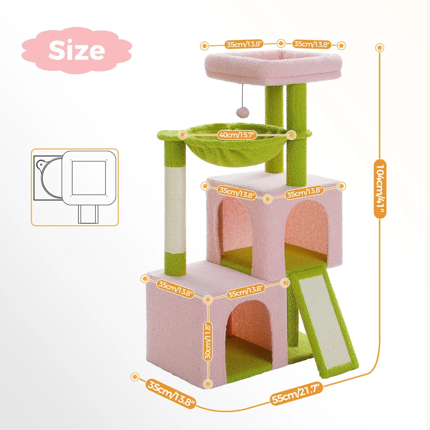 Large Cat Tree Tower with Condos, Hammock & Scratching Posts