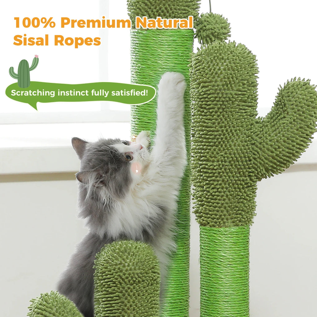Cactus Cat Tree Tower with Condo & Hammock