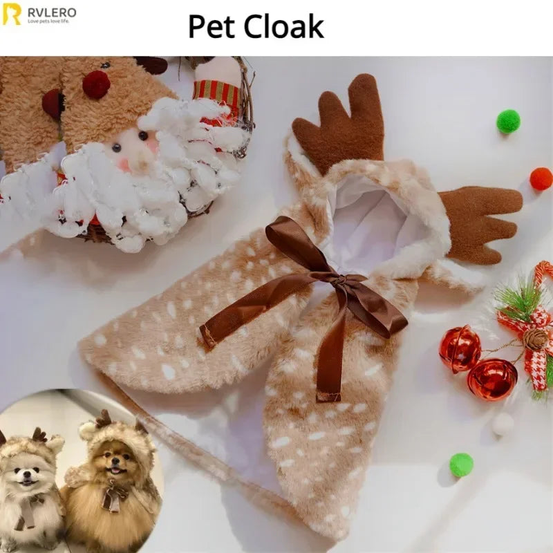Christmas Elk Cloak Velvet Pet Costume for Dogs & Cats