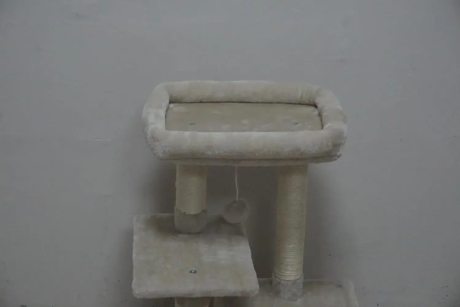 Cute Cat Tree with Scratching Posts, Jump Platform & Play House – Beige - Veloro