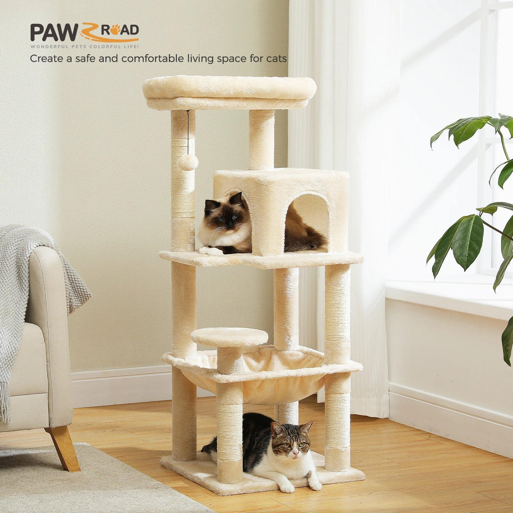 5-Level Cat Tree with Hammock & Top Perch – Indoor Tower for Large Cats - Veloro